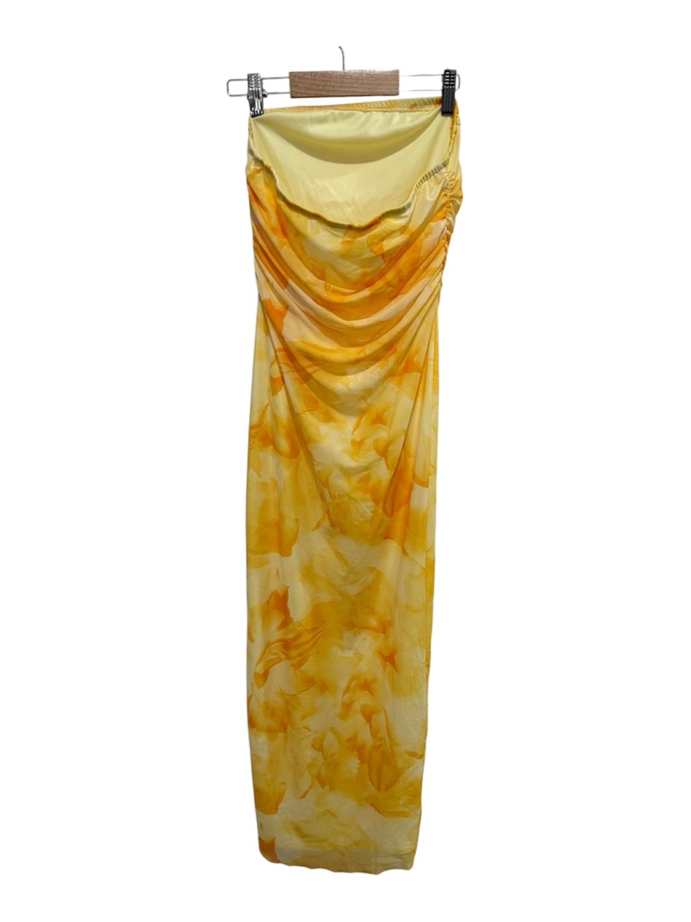 Yellow Bodycon Dress - Women’s Floral Print - Picture 5 of 5